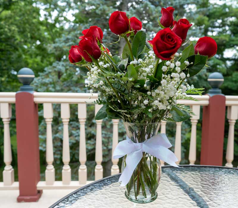 romantic flowers in room